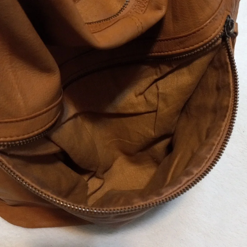 Topshop Brown Leather Hobo Shoulder Bag Slouchy Boho Tote Purse